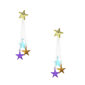 Pendants d&#39;oreilles devant derri&egrave;re &eacute;toiles color&eacute;es,