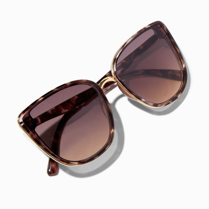 Brown/White Tortoiseshell Faded Lens Sunglasses,