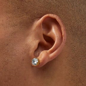 Gold-tone Cubic Zirconia 5mm, 6mm, &amp; 7mm Round Stud Earrings - 3 Pack,