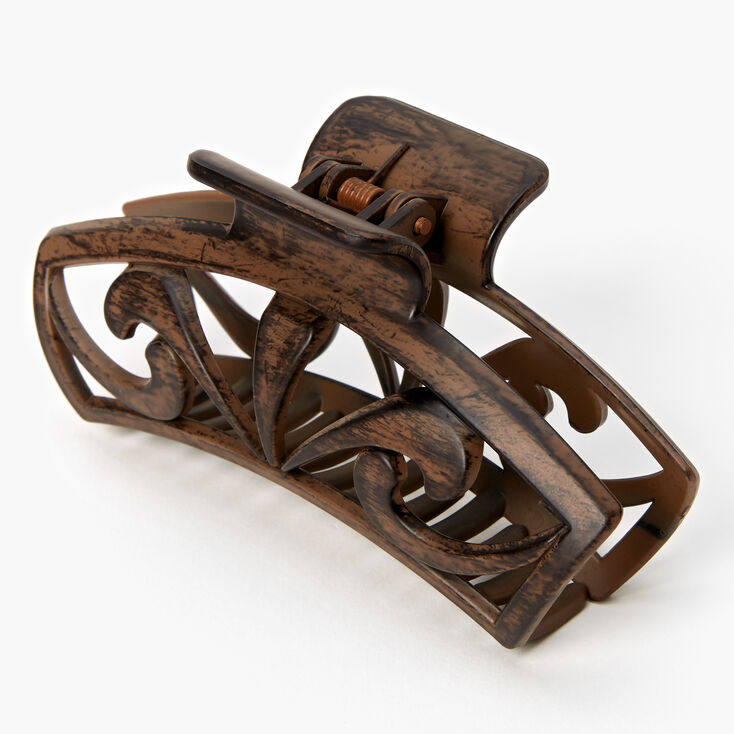 Pince &agrave; cheveux avec d&eacute;coupe en bois d&#39;imitation - Marron,