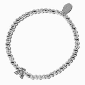 Silver-tone Pav&eacute; Crystal Letter Initial Stretch Bracelet - A,