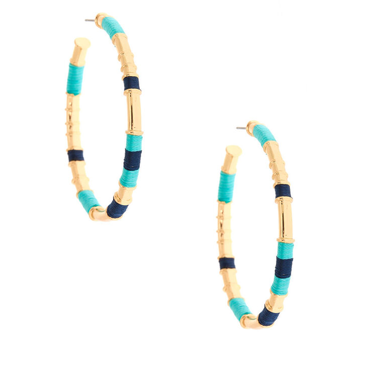 Gold 50MM Threaded Hoop Earrings - Mint,