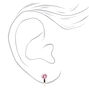 Silver Cubic Zirconia Round Clip On Earrings - Pink,