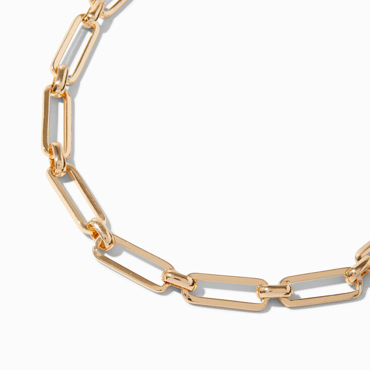 Gold-tone Rectangular Link Chain Necklace ,