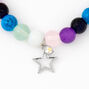Silver Star Multicolor Beaded Stretch Bracelet,