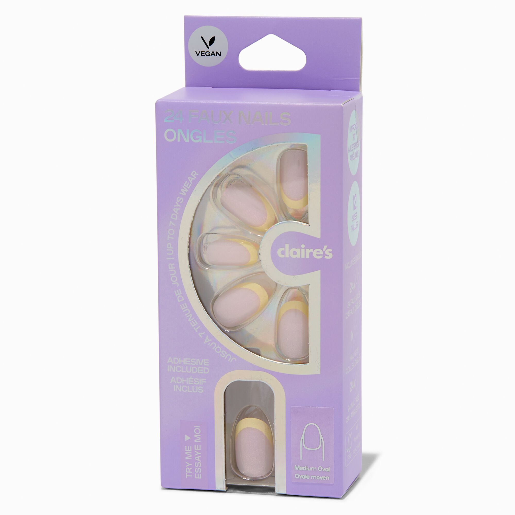 Orange French Tip Medium Oval Vegan Faux Nail Set - 24 Pack,