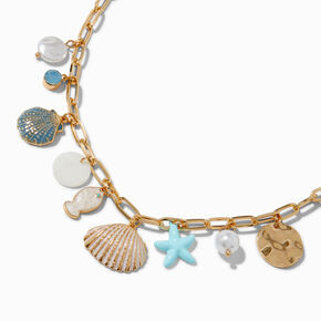 Light Blue Beach Charm Choker Necklace,