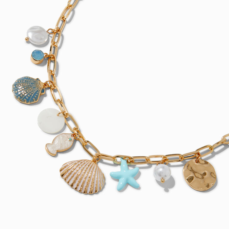 Light Blue Beach Charm Choker Necklace,