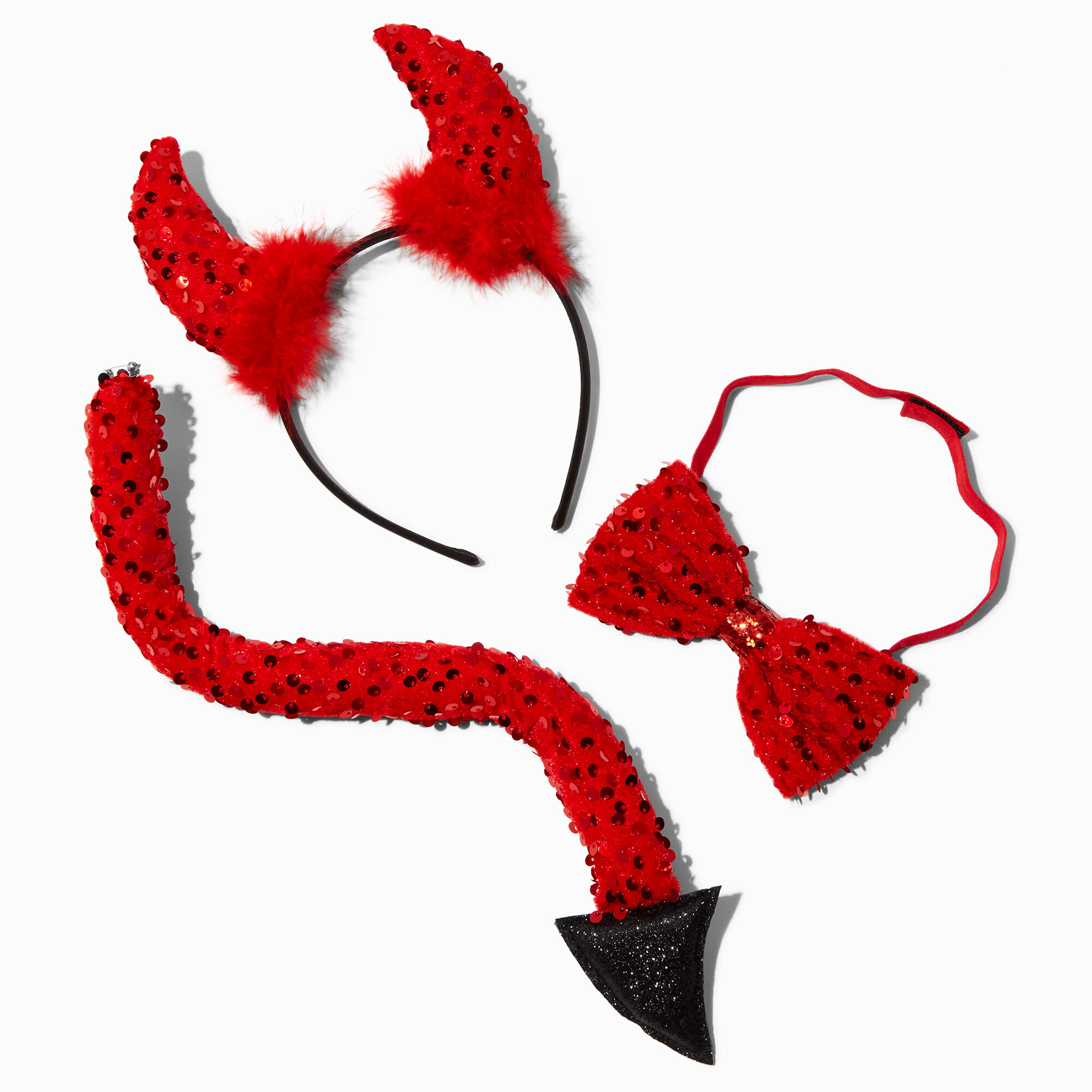 Ensemble de déguisement à sequins diable rouge - Lot de 3,