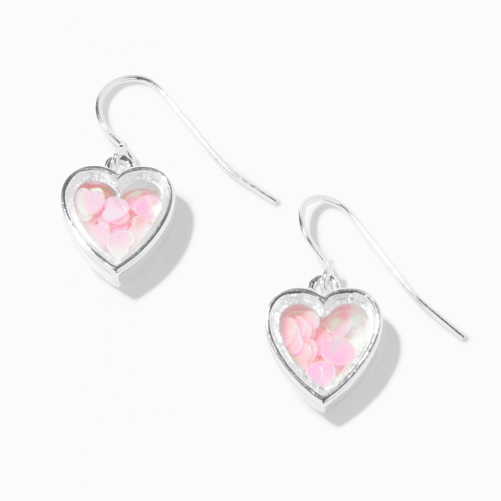 View Claires Heart Shaker SilverTone 05 Drop Earrings Pink information
