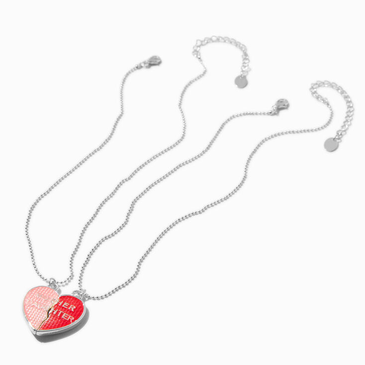Mother Daughter Heart Pendant Necklaces - 2 Pack,