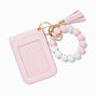 Blush Pink Beaded Wristlet Card Case,