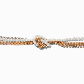 Pearl &amp; Rhinestone Gold-tone Knotted Bracelet,