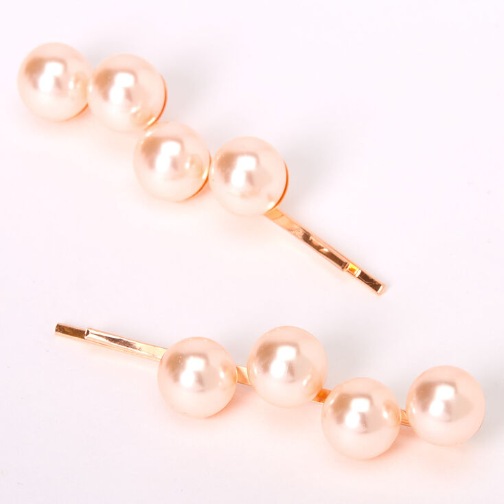&Eacute;pingles plates avec grandes perles d&rsquo;imitation couleur dor&eacute; rose - Rose tendre, lot de 2,