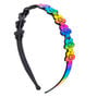 Headband holographique &agrave; fleurs couleurs arc-en-ciel,
