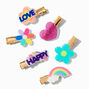 Claire&#39;s Club Rainbow Happy Hair Clips - 6 Pack,