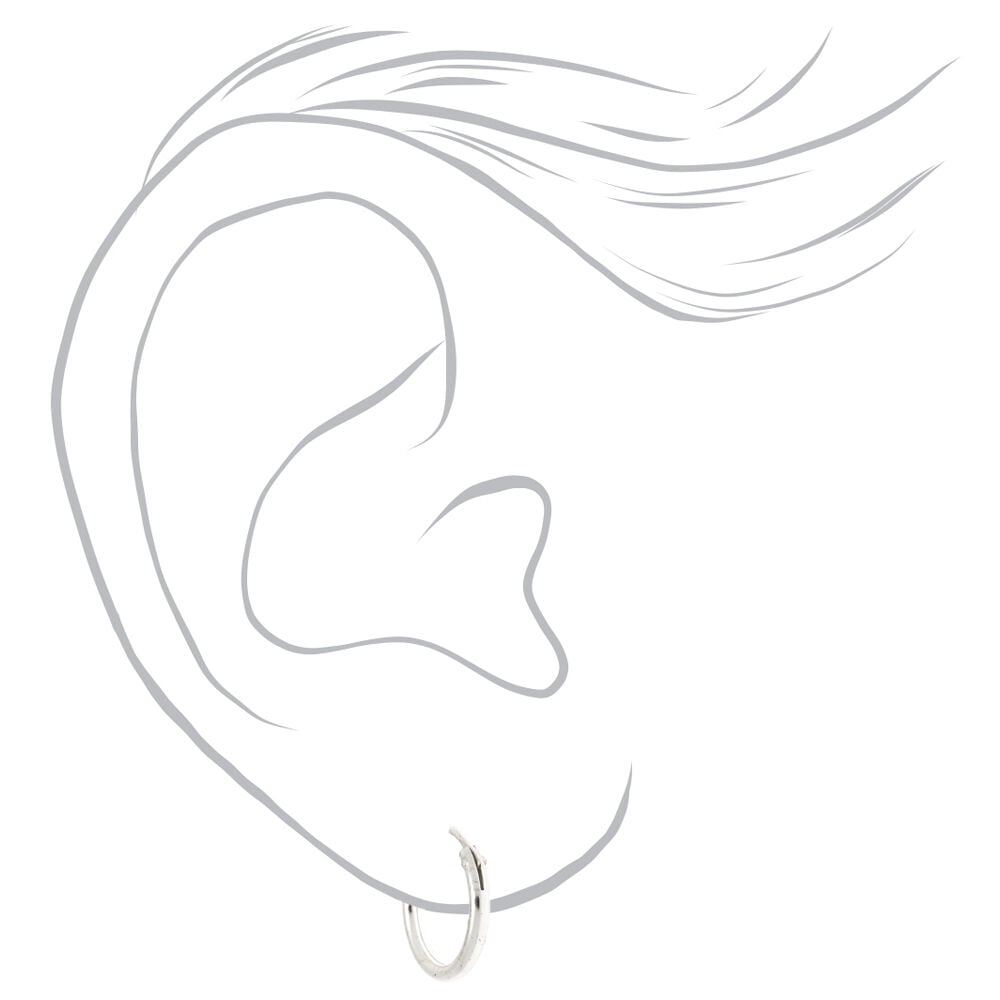 Sterling Silver 10mm Hinge Hoop Earrings,