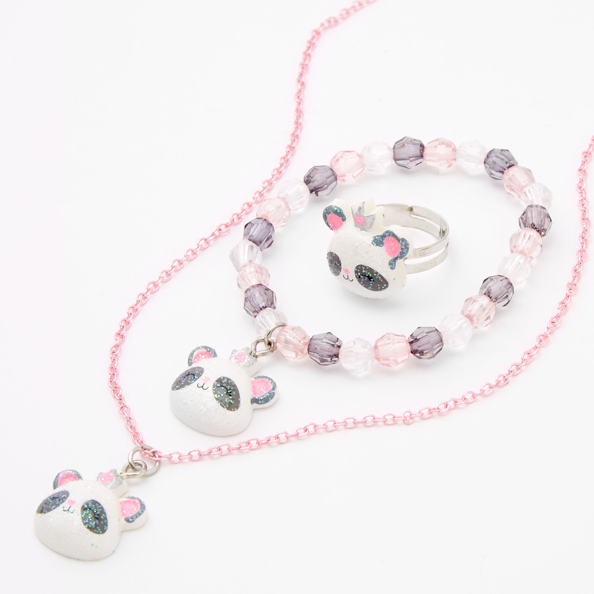 Claire s Club Panda Jewelry Set 3 Pack