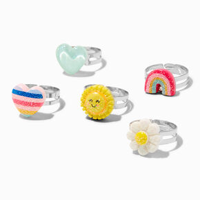 Claire&#39;s Club Daisy Box Rings - 5 Pack,