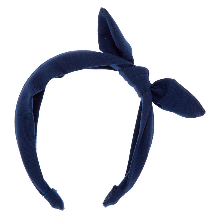Knotted Bow Headband - Navy,