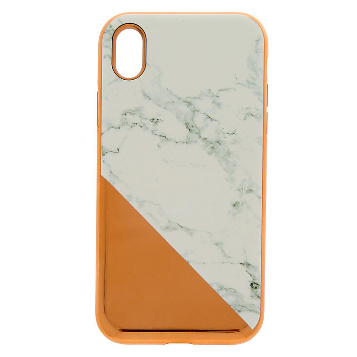 Rose Gold Marble Protective Phone Case - Fits iPhone XR,