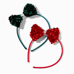 Claire&#39;s Club Red &amp; Green Sequin Bow Headband - 2 Pack,