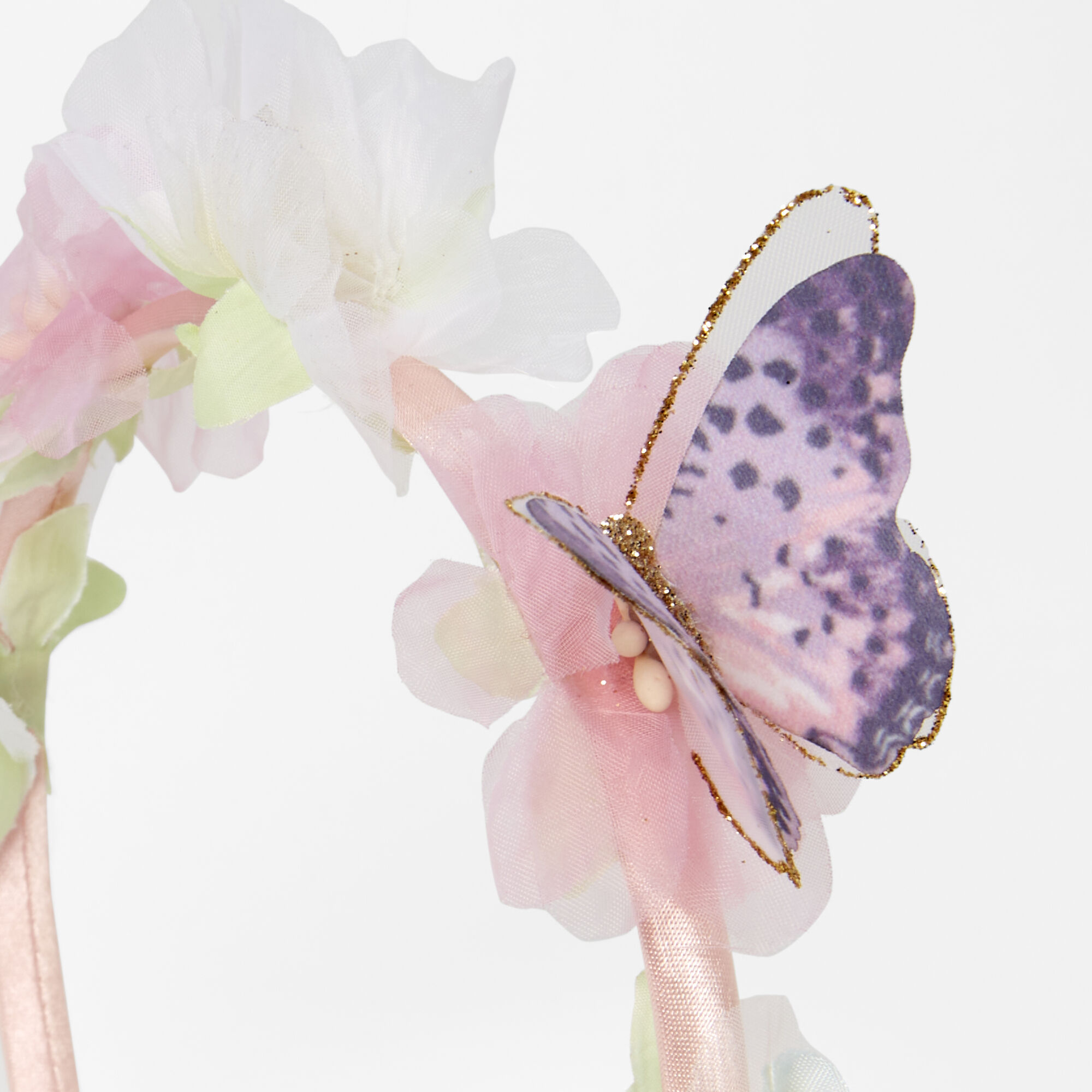 Claire's Club Pastel Pink Floral Butterfly Headband,