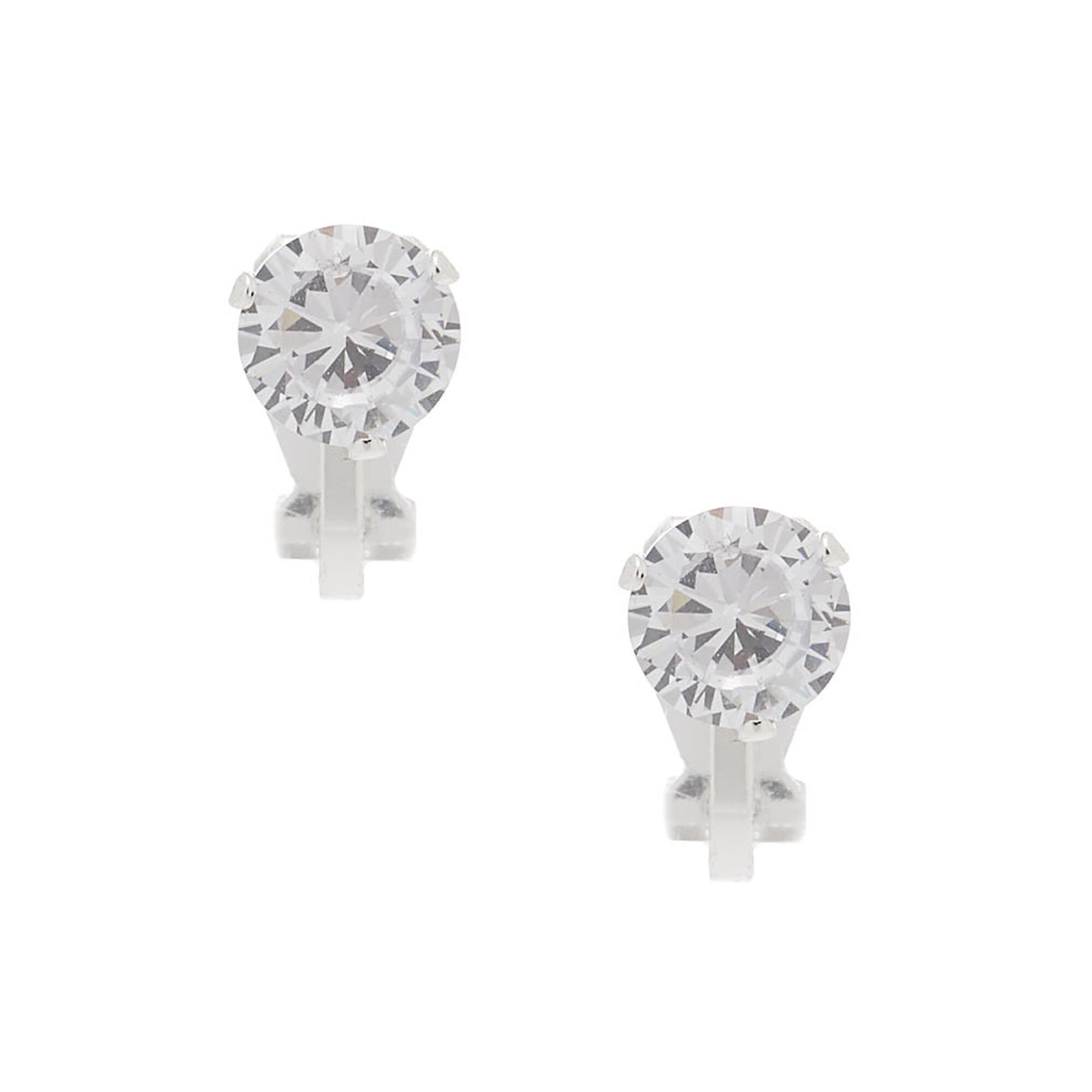 View Claires Tone Cubic Zirconia Round Clip On Earrings 7MM Silver information