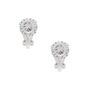 Silver Cubic Zirconia Round Clip On Stud Earrings - 7MM,