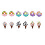 Rainbow Glitter Ice Cream Doughnut Stud Earrings Set - 6 Pack,