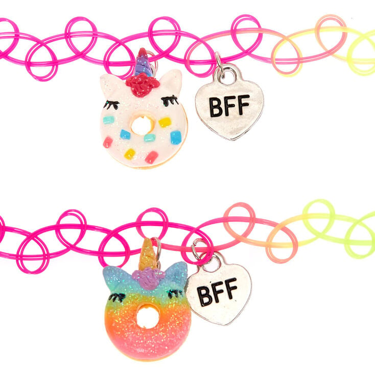 Best Friends Neon Donut Tattoo Choker Necklaces - 2 Pack,