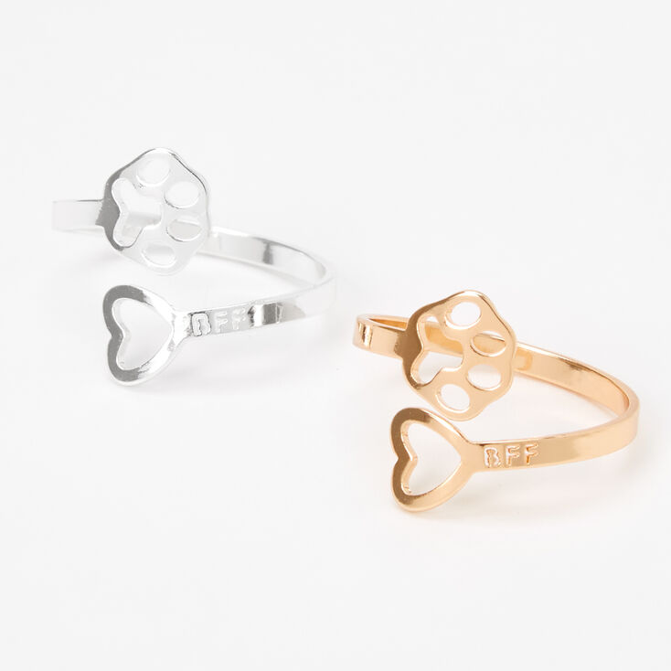 Best Friends Paw Print Rings - 2 Pack,