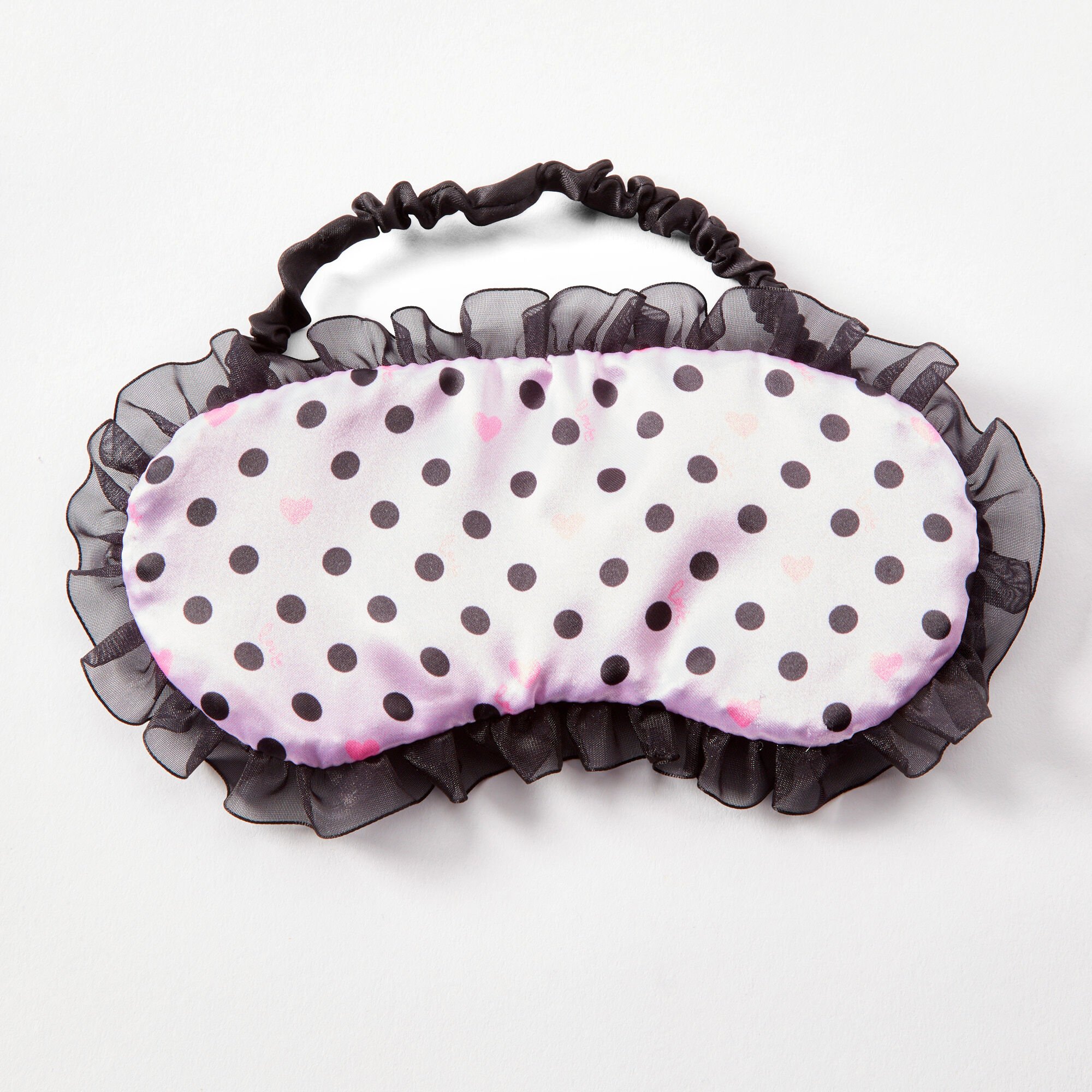 Polka Dot Ruffle Sleeping Mask - Pink,