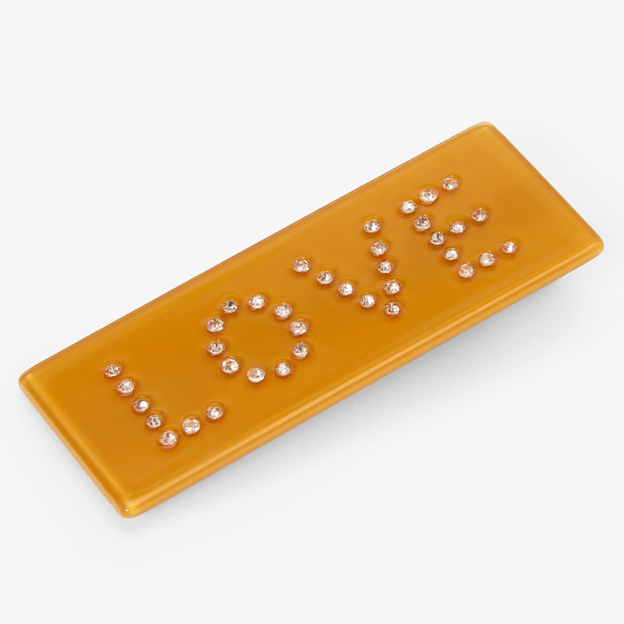 Brown Love Rhinestone Hair Barrette,