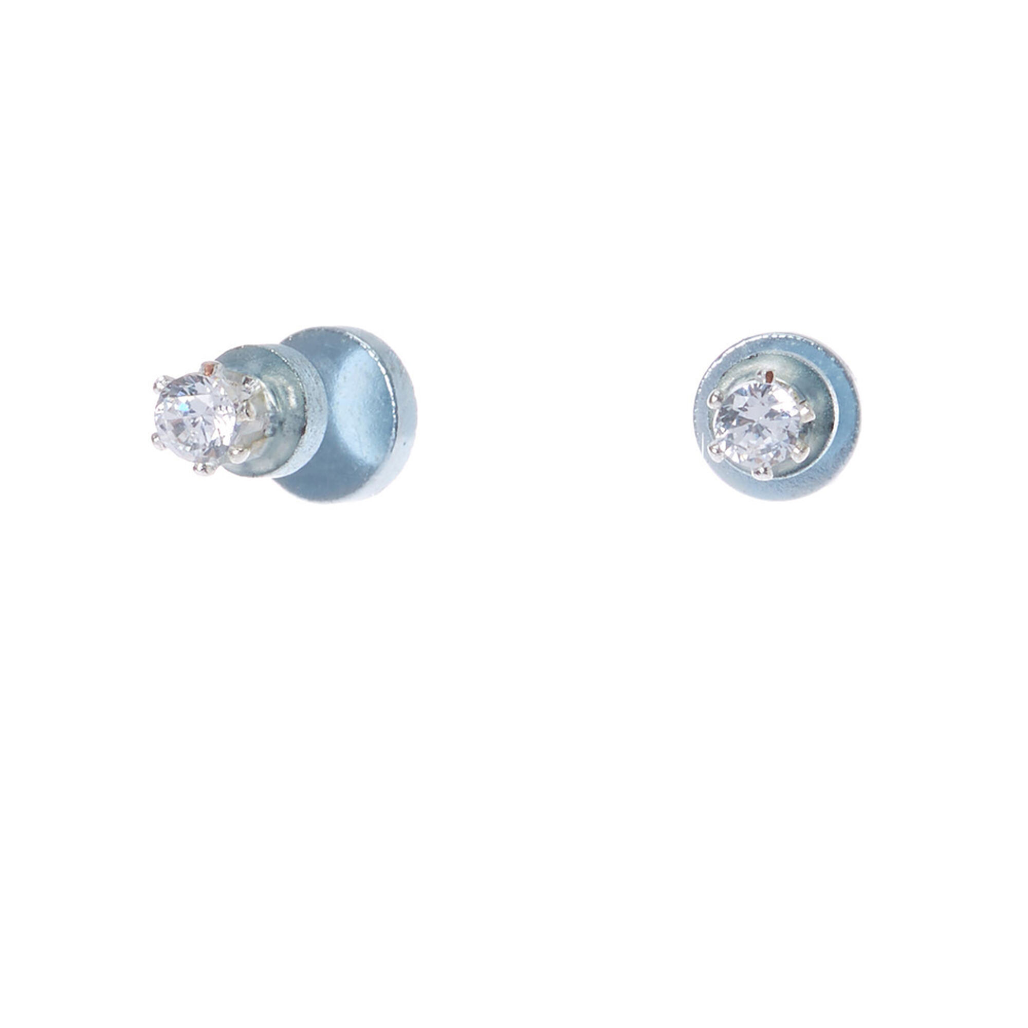 Silver Cubic Zirconia 2MM Round Magnetic Stud Earrings Claire s