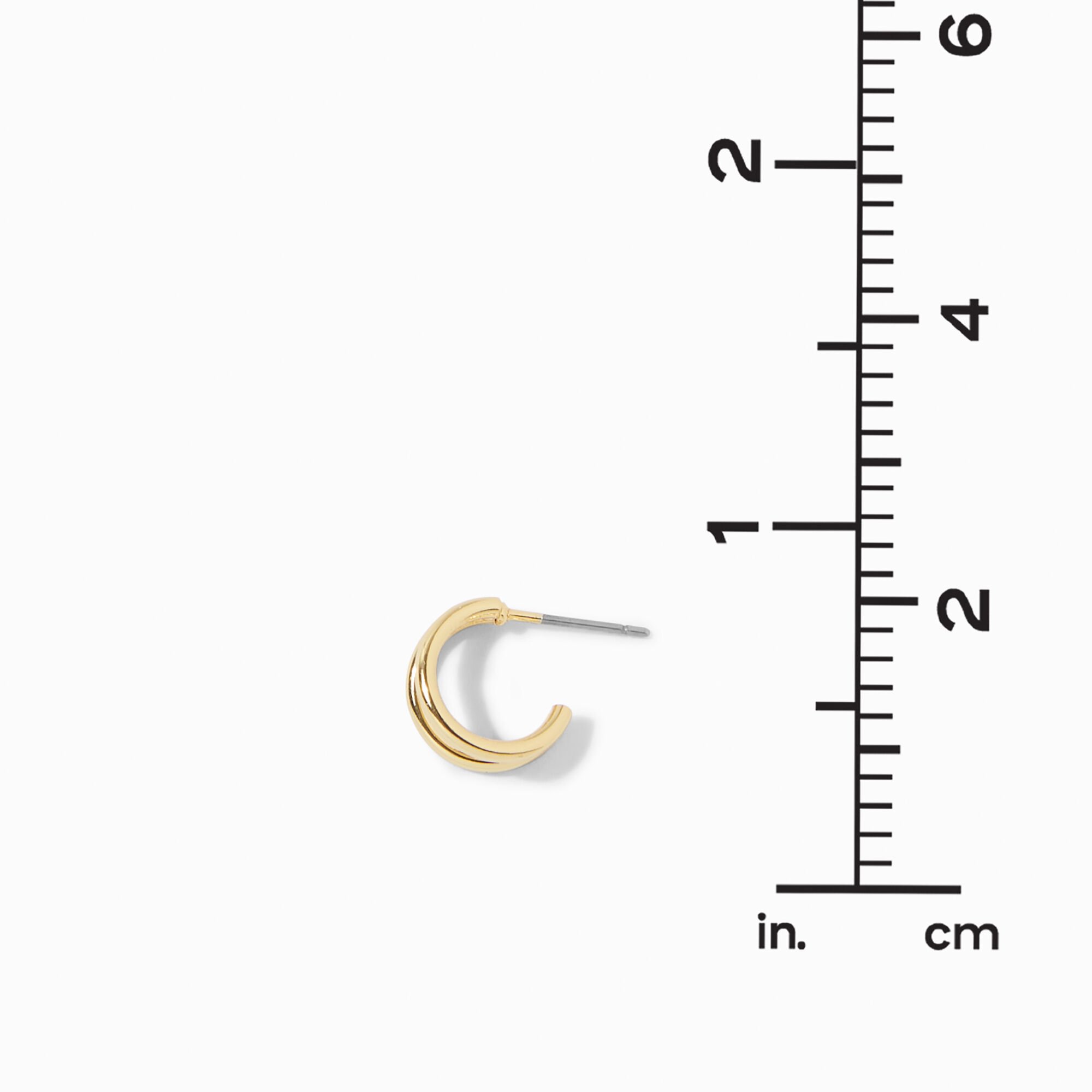 C LUXE by Claire's 18k Yellow Gold Plated 12MM Double Hoop Earrings,