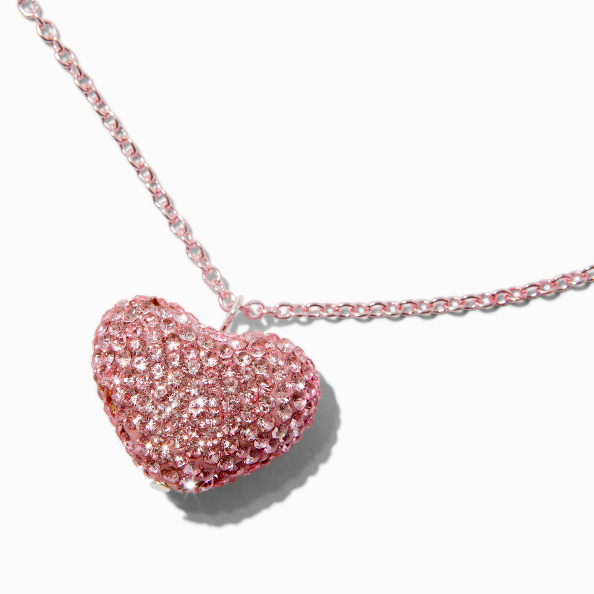Pink stone heart necklace deals