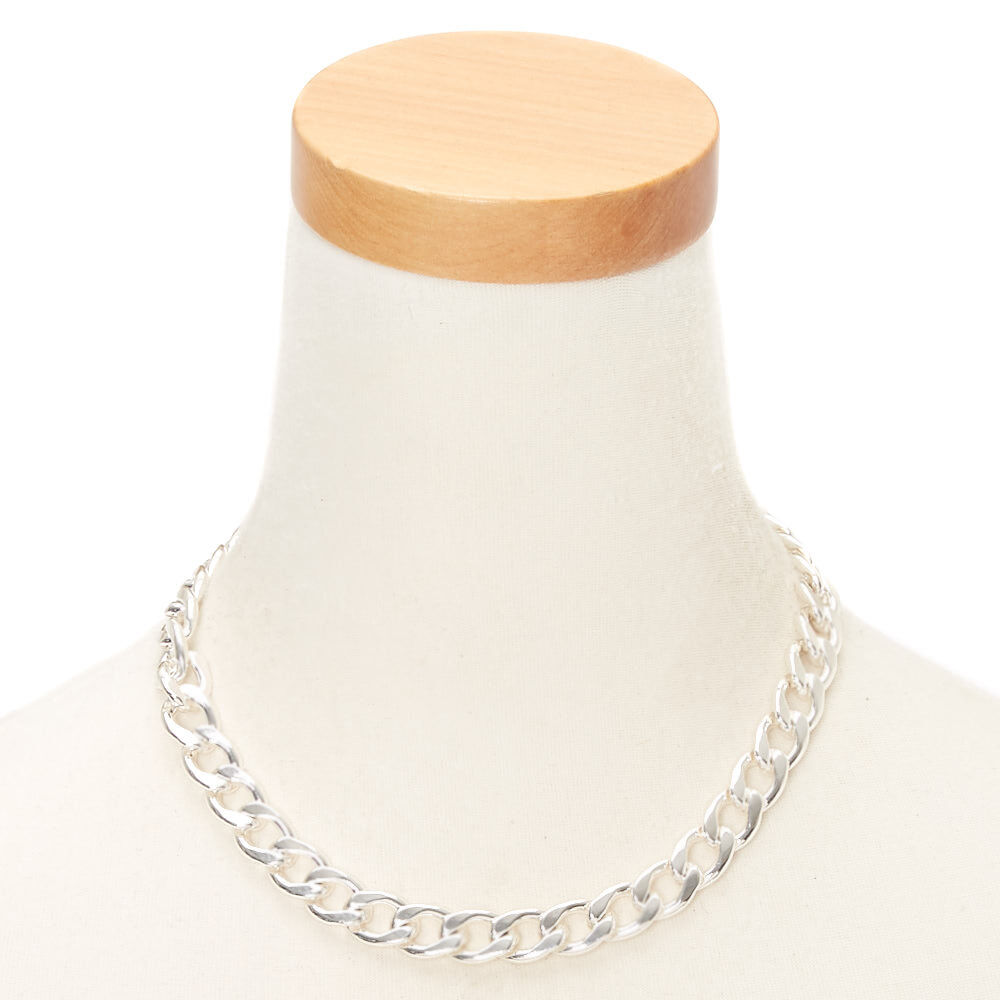 Silver Heavy Chain Necklace,
