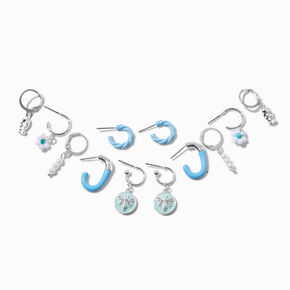 Light Blue Hoop Earring Stackables Set - 6 Pack,