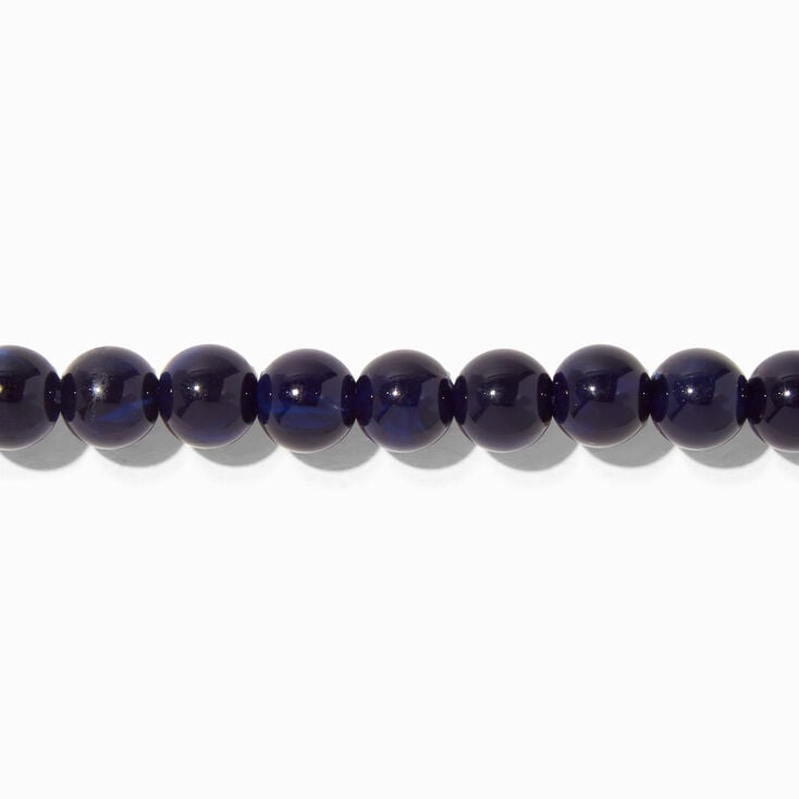 Bracelet &eacute;lastique perl&eacute; bleu marine,