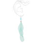 Silver 4&quot; Beaded Feather Linear Drop Earrings - Mint,