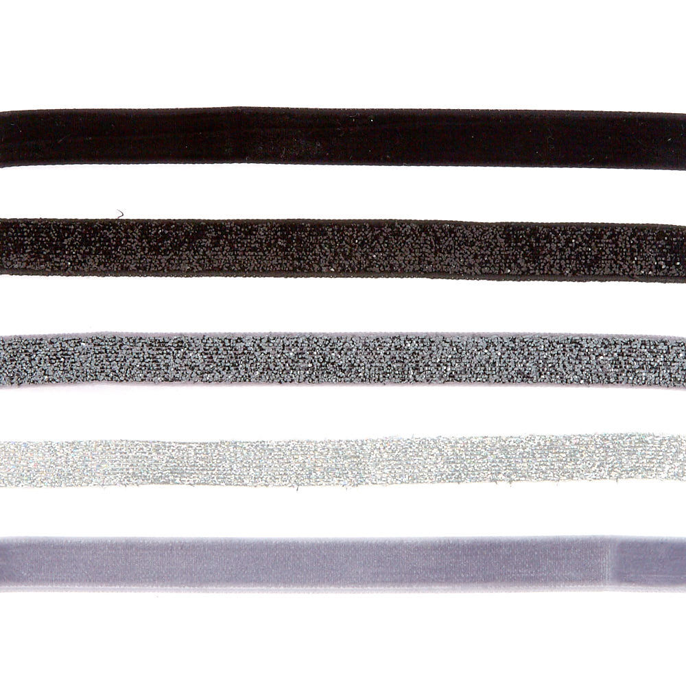 5 Pack Grey Scale Glitter Choker Necklaces,