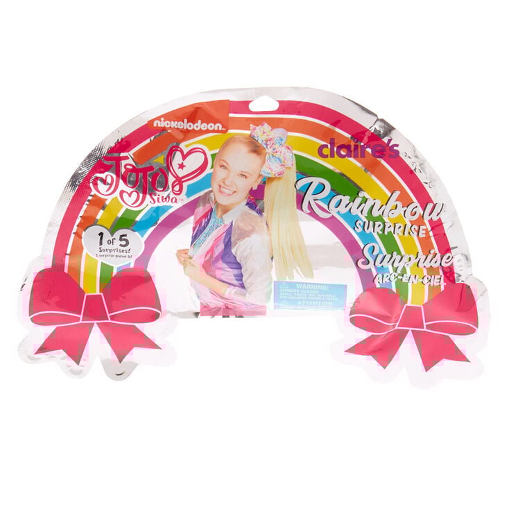 Claire's Pochette surprise nœud pour cheveux surprise arc-en-ciel JoJo Siwa™