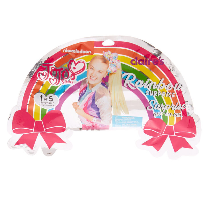 Claire's Pochette surprise nœud pour cheveux surprise arc-en-ciel JoJo Siwa™