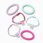 Teddy Bear Charm Spiral Hair Ties - 6 Pack,