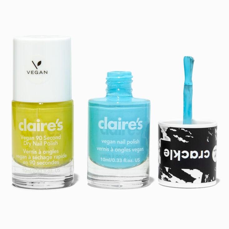 Blue &amp; Yellow Crackle Vegan Nail Polish Set - 2 Pack,