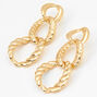 Gold 2&quot; Textured Chain Link Drop Earrings,