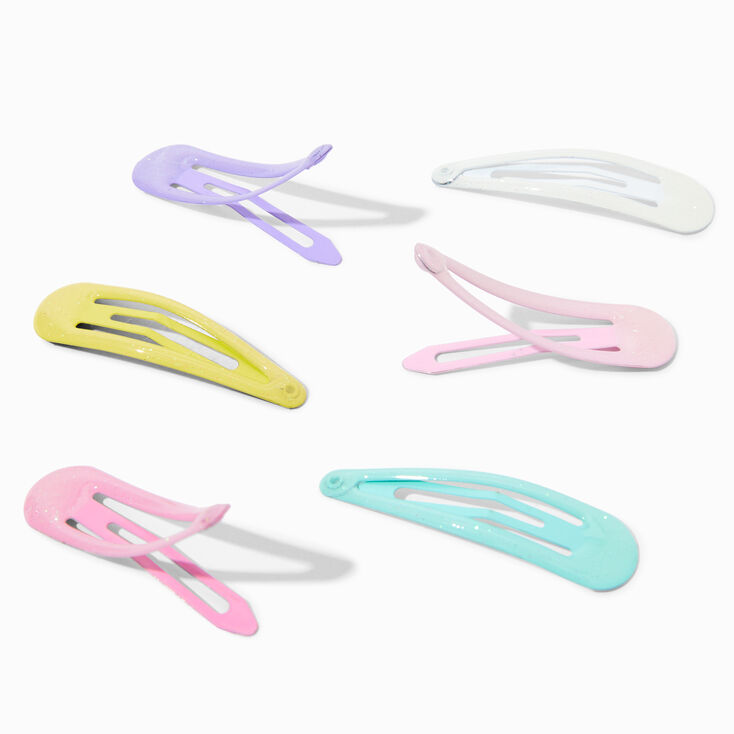 Claire&#39;s Club Glitter Pastel Snap Hair Clips - 6 Pack,
