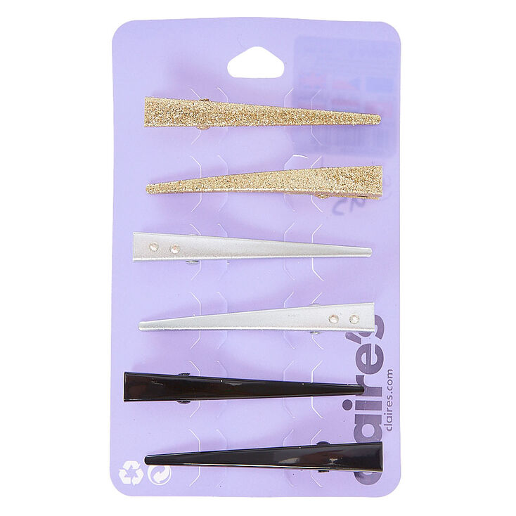 Mixed Glitter Matte Salon Hair Clips - 6 Pack,