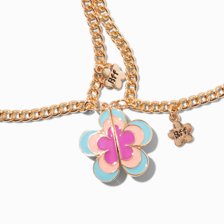 Best Friends Gold-tone Split Flower Charm Bracelets - 2 Pack,